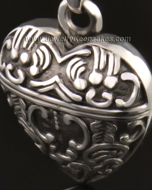 14k White Gold Artful Heart Urn Pendant