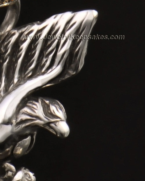 14k White Gold Soaring Eagle Urn Pendant