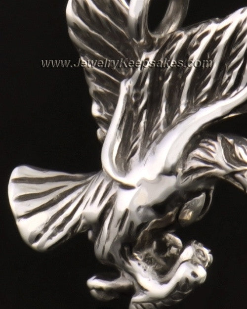 14k White Gold Soaring Eagle Urn Pendant