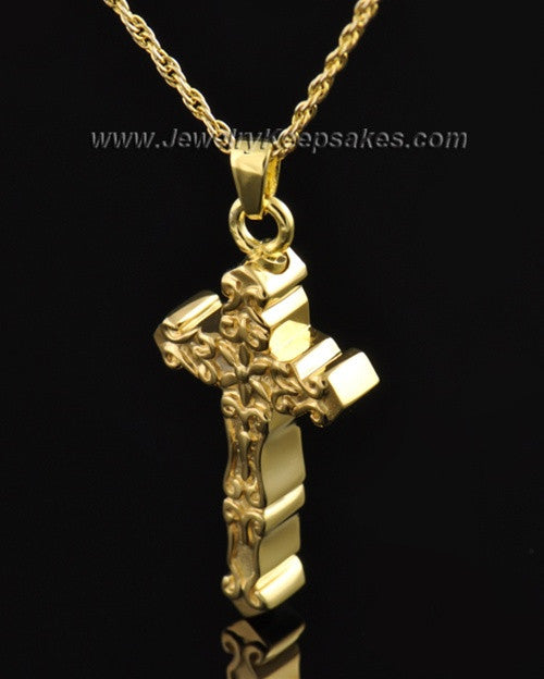 Gold Plated Embellished Cross Cremation Necklace