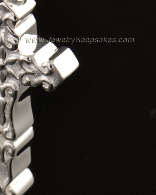14k White Gold Embellished Cross Cremation Necklace