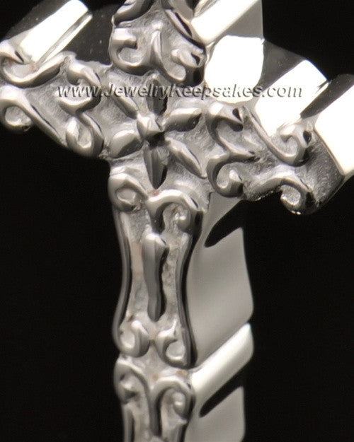 14k White Gold Embellished Cross Cremation Necklace