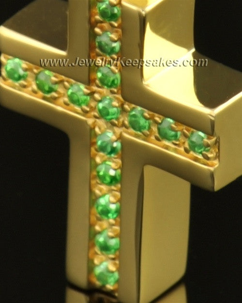 14k Gold Spring Cross Cremation Necklace