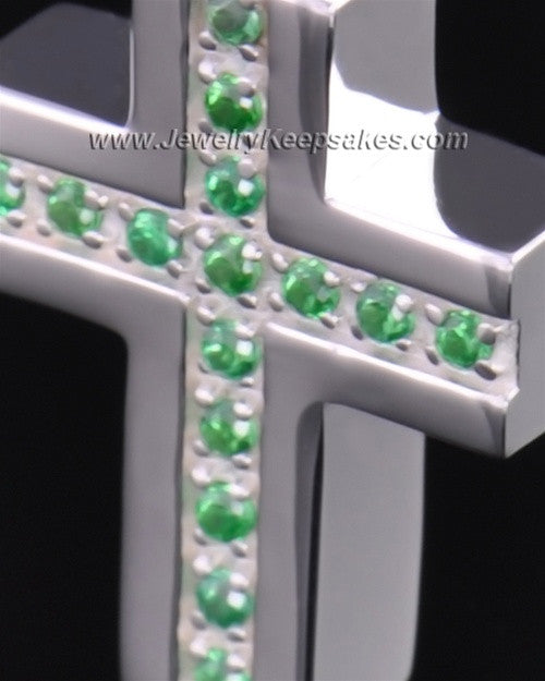 Sterling Silver Spring Cross Cremation Necklace