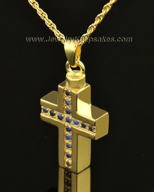 14k Gold Royal Cross Cremation Necklace