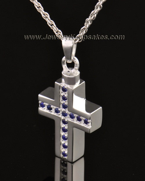 14k White Gold Royal Cross Cremation Necklace