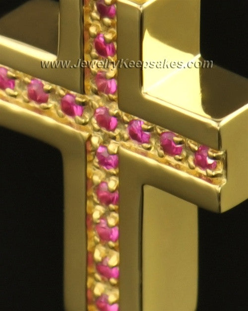14k Gold Tender Cross Cremation Necklace