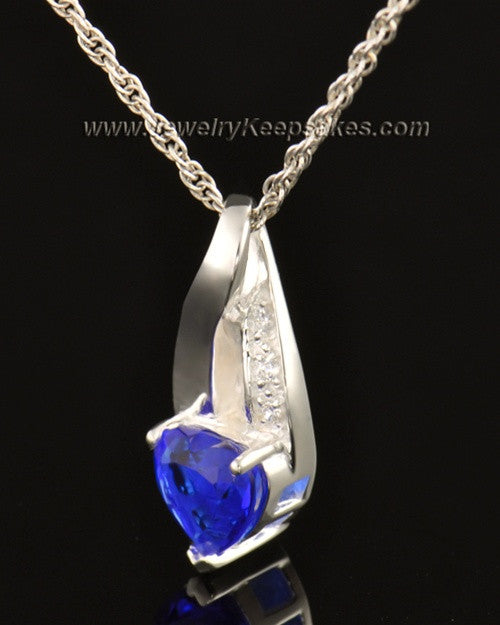 14k White Gold Midnight Blue Cremation Necklace