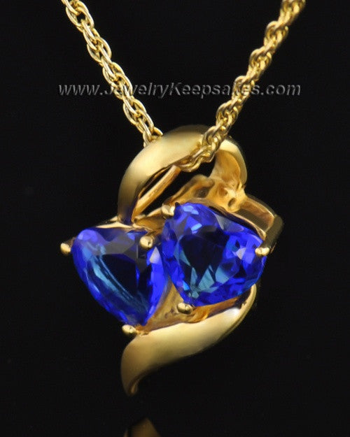 Gold Plated Hearts Entwined Cremation Necklace