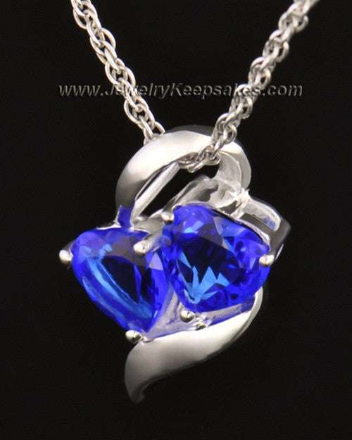 14k White Gold Hearts Entwined Cremation Necklace