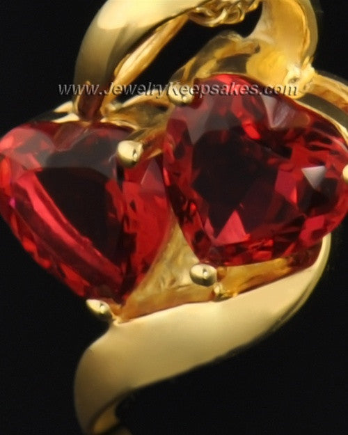 Gold Plated Hearts on Fire Cremation Necklace