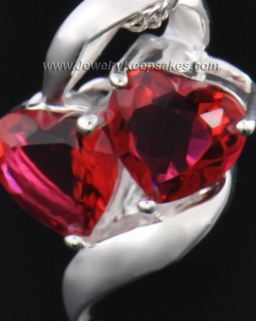 Sterling Silver Red Hearts Entwined Cremation Necklace