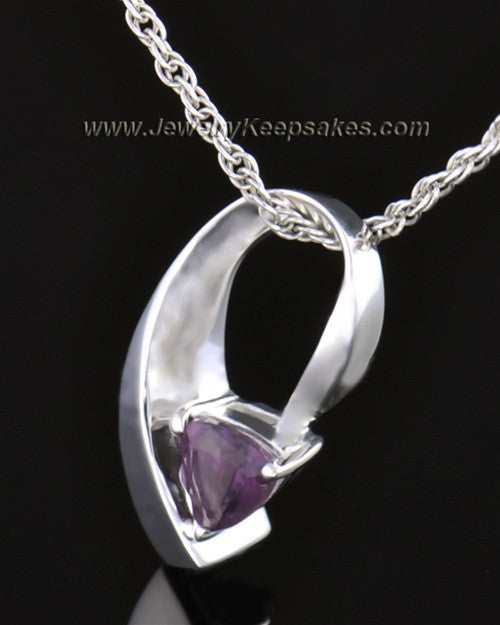 14k White Gold Lovely Lavender Cremation Necklace