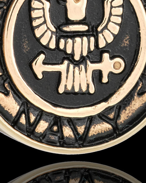 Gold Plated over Stainless Military Medallion-Navy Urn Pendant