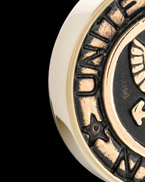 Gold Plated over Stainless Military Medallion-Navy Urn Pendant