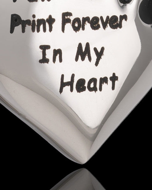 Stainless Paw Print Forever Heart Urn Pendant