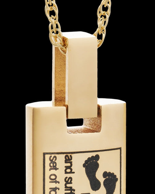 Gold Plated Footprints Cylinder Urn Pendant