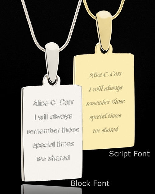 Custom Photo Engraved Rectangle Pendant Necklace Stainless Steel