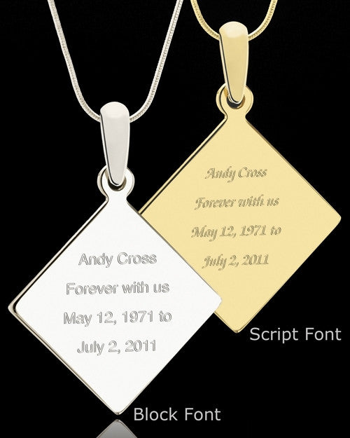 Photo Engraved Diamond Pendant Gold Plated on Stainless