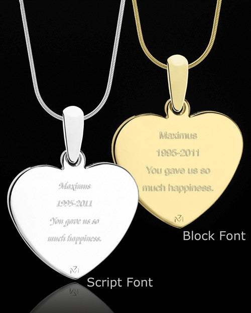 Photo Engraved Heart Pet Pendant Stainless Steel