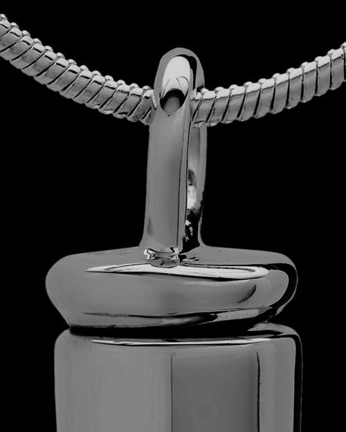 Black Plated Cremation Keepsake Bullet Urn Pendant