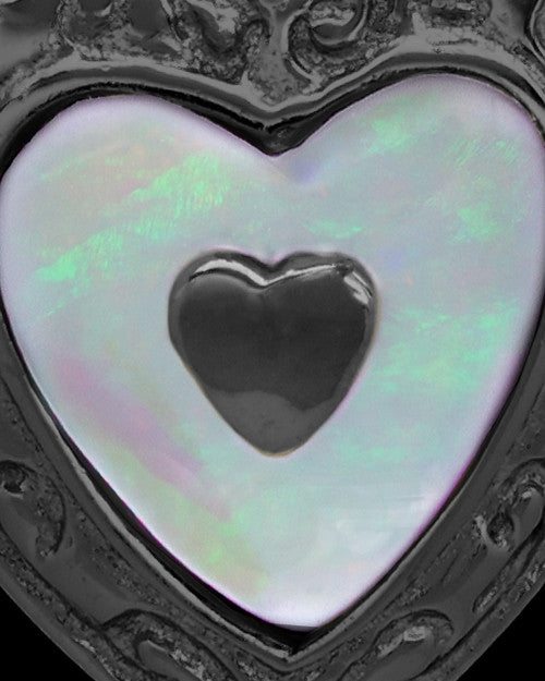 Black Plated Shimmer Heart Keepsake Jewelry
