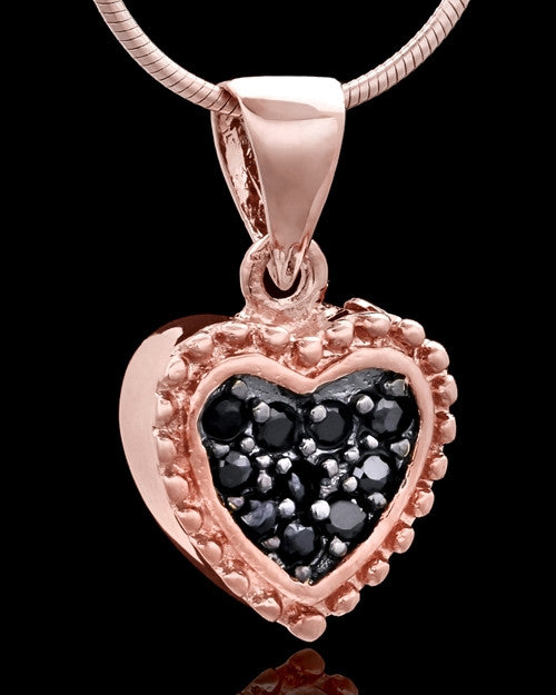 Rose Gold Plated Darkness Heart Keepsake Jewelry
