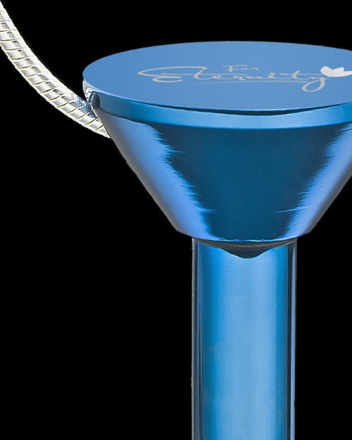 Blue Stainless Millenium Cremation Pendant with Fetch Me Bone