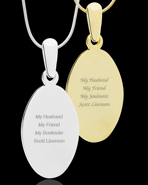 Photo Engraved Oval Pendant Gold Plated over Stainless