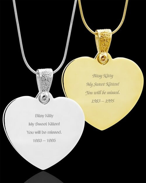 Pet Gem Heart Full Color Photo Engraved Pendant Stainless