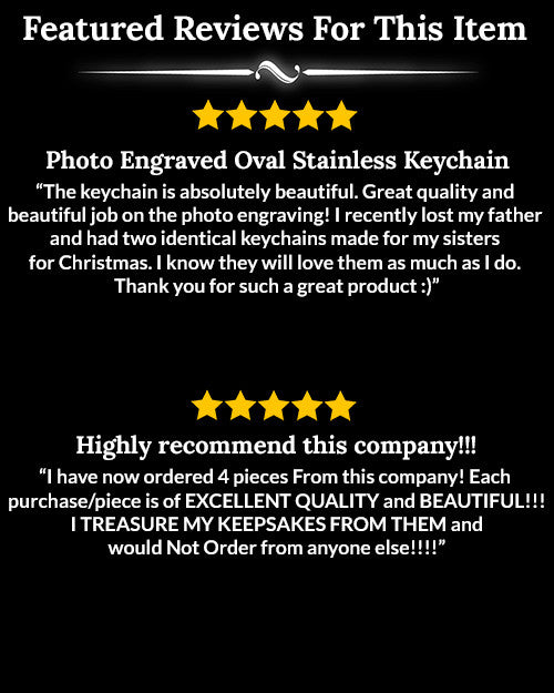 Photo Engraved Oval Stainless Keychain