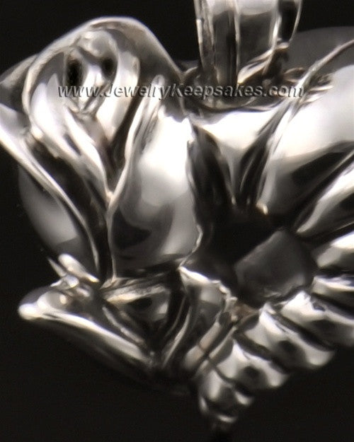 Memorial Locket 14k White Gold Roses Heart Keepsake