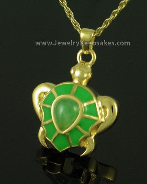 Cremation Jewelry Gold Plated Turtle Keepsake