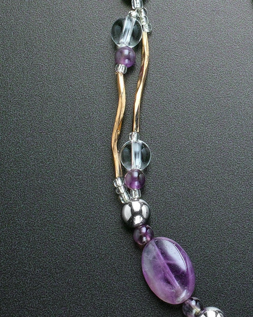Elsie Necklace Purple Beads Heart Keepsake