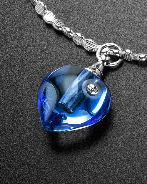 Luxury Blue Glee Heart Sterling Cremation Bracelet