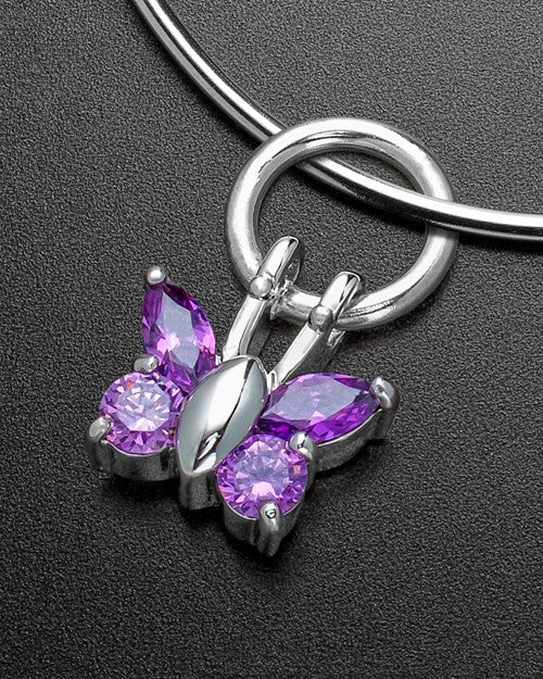 Sophisticate Dancing Lavender Butterfly Cremation Bracelet