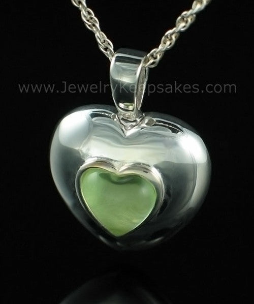 Keepsake Pendant Sterling Silver August Heart