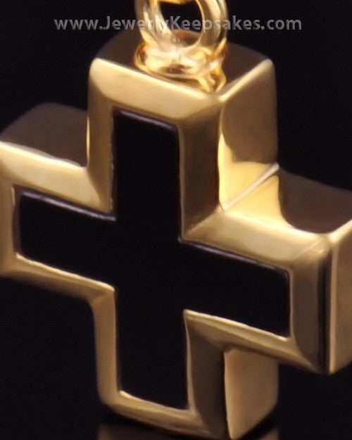 Cremation Necklace Jewelry Gold Plated Mystic Cross Keepsake