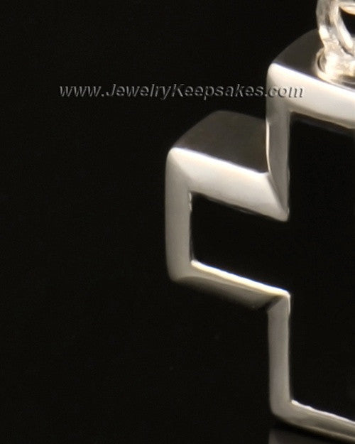 Cremation Necklace Jewelry 14k White Gold Mystic Cross Keepsake