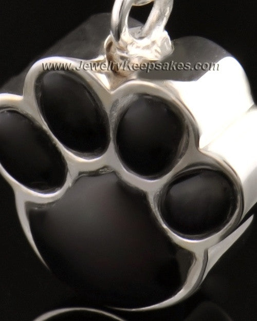 Pet Cremation Ash Jewelry 14K White Gold Muddy Paw Keepsake