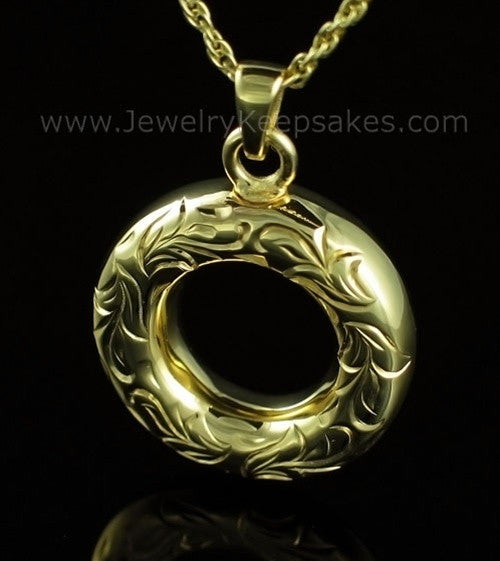 Cremation Necklace Gold Plated Everlasting Etched Keepsake