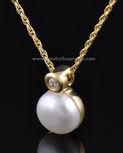 Memorial Urn Pendant Gold Vermeil Round Lily