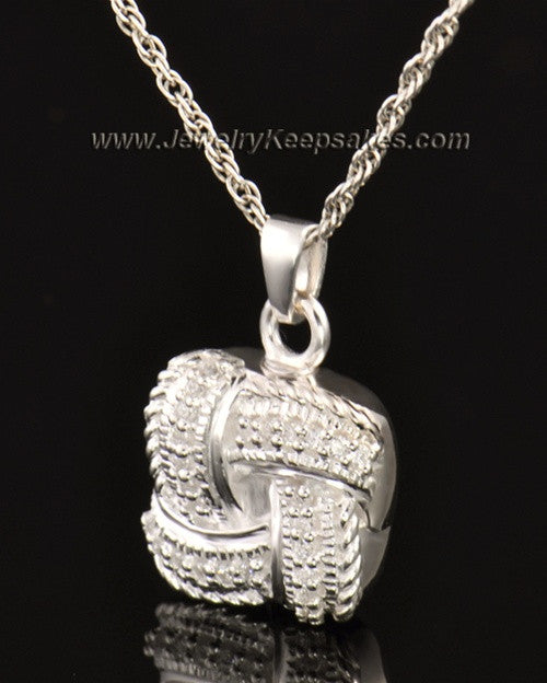 Cremation Keepsake 14K White Gold Interlace