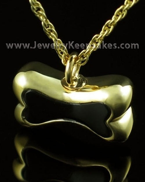 Pet Ash Urn Pendant Gold Plated Black Bone