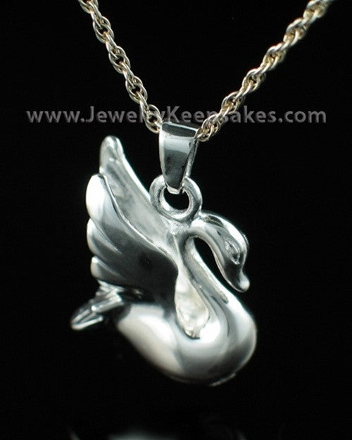 Cremation Urn Necklace Sterling Silver Swan