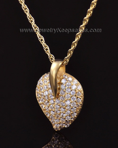 Memorial Locket 14K Gold Blaze Heart