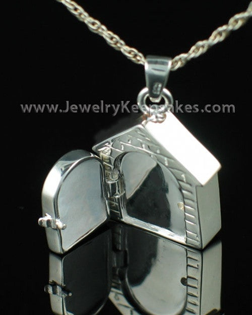 Pet Urn Jewelry Sterling Silver Dog House Keepsake