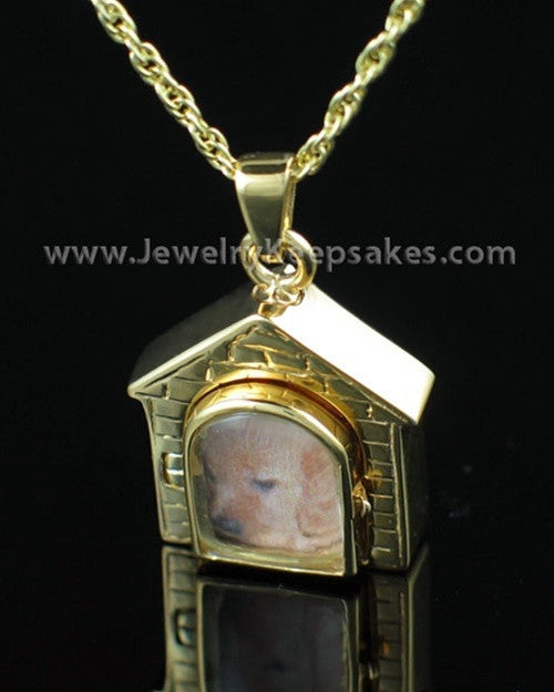 Pet Urn Jewelry Gold Vermeil Dog House Keepsake