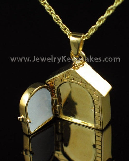 Pet Urn Jewelry Gold Vermeil Dog House Keepsake