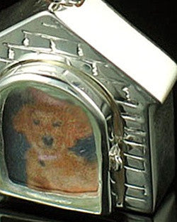 Pet Urn Jewelry 14K White Gold Dog House Keepsake